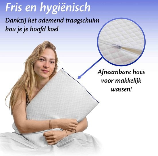 EL-Life Orthopedisch Hoofdkussen tegen Nekklachten - Ergonomisch Hoofdkussen van Traagschuim - 40x60cm