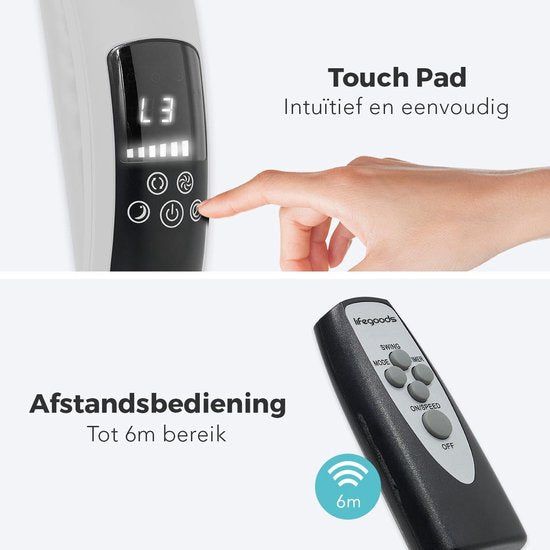 Auronic Statiefventilator - Staande Ventilator met Afstandsbediening - Timer - 50W - 53dB - Wit