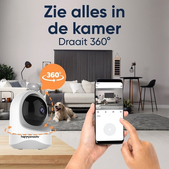 1080P Huisdiercamera met App - 360° Honden Camera - Hondencamera - Huisdier / Pet Cam - Voor Hond / Dog / Kat / Huisdieren