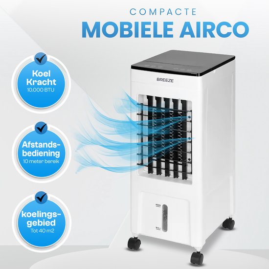 Breeze Luchtkoeler voor Slaapkamer - Mobiele Luchtkoeler zonder Afvoerslang