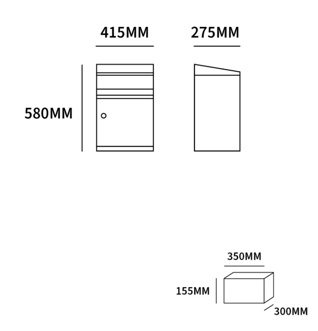 Allux 700 Pakketbrievenbus - Staal - Met Rukoslot - 27,5 x 41,5 x 108 cm - Zwart