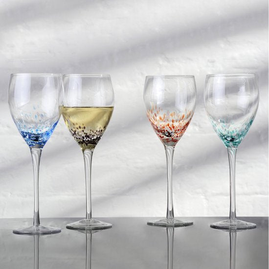 Anton Studio Designs London set van 4 wijnglazen met gekleurde spikkels 35 CL