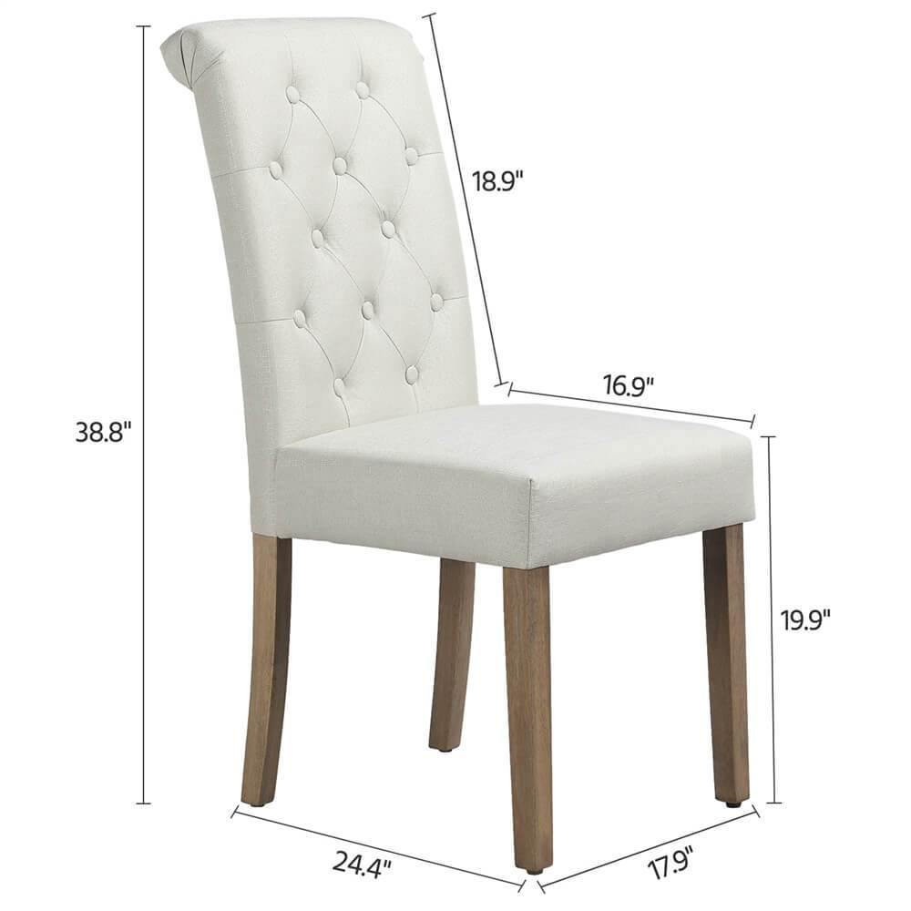 Yaheetech eetkamerstoelen met hoge rugleuning - Set van 2 - Beige - 45,5 × 62 × 98,5 cm