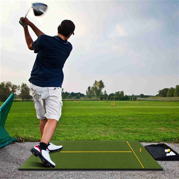 Coast Golftrainingsmat - Synthetisch Gras - Met 2 Clubs - Groen