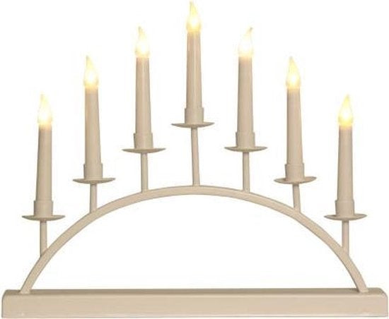 Splendeo Candelabra Led - White Metal - 7 Warm White Lamps - 3V