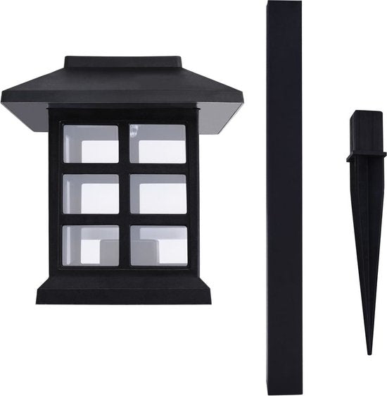 Tuinlamp – Set van 6 Zonne energie 8,6x8x6x38cm Prikstok - Zwart