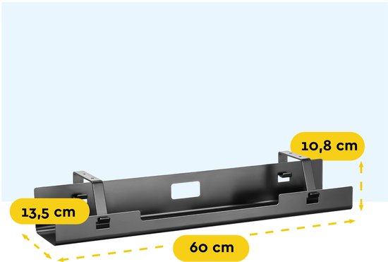 BRASQ Universele kabelgoot Zwart voor onder het bureau - Inclusief Kabel Organisers - Kabel Management - Cable Management