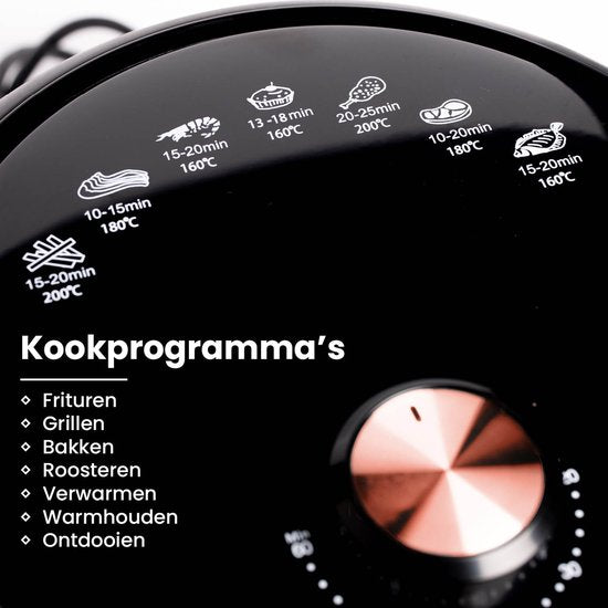 Nexxt Mini Airfryer met 8 Kookprogramma’s – Heteluchtfriteuse van 2,6 Liter voor Bakken, Grillen, Braden – Timer en Automatische Uitschakeling – 1000W