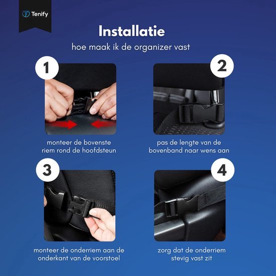 Tenify Premium Luxe & Stevige Auto Organizer met Tablethouder - Set van 2 - Extra Opbergruimte - Beschermer - Autostoel - Accessoires