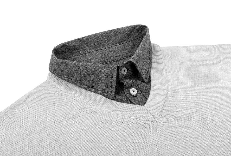 Milanoro Herenpullover met Overhemdkraag – Lichtgrijs – Maat XXL – Elegante Pasvorm
