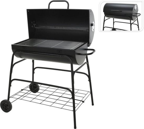 BBQ Collection Houtskoolbarbecue – Met Wielen & Warmhoudrek – 100 x 39 x 100 cm – Zwart