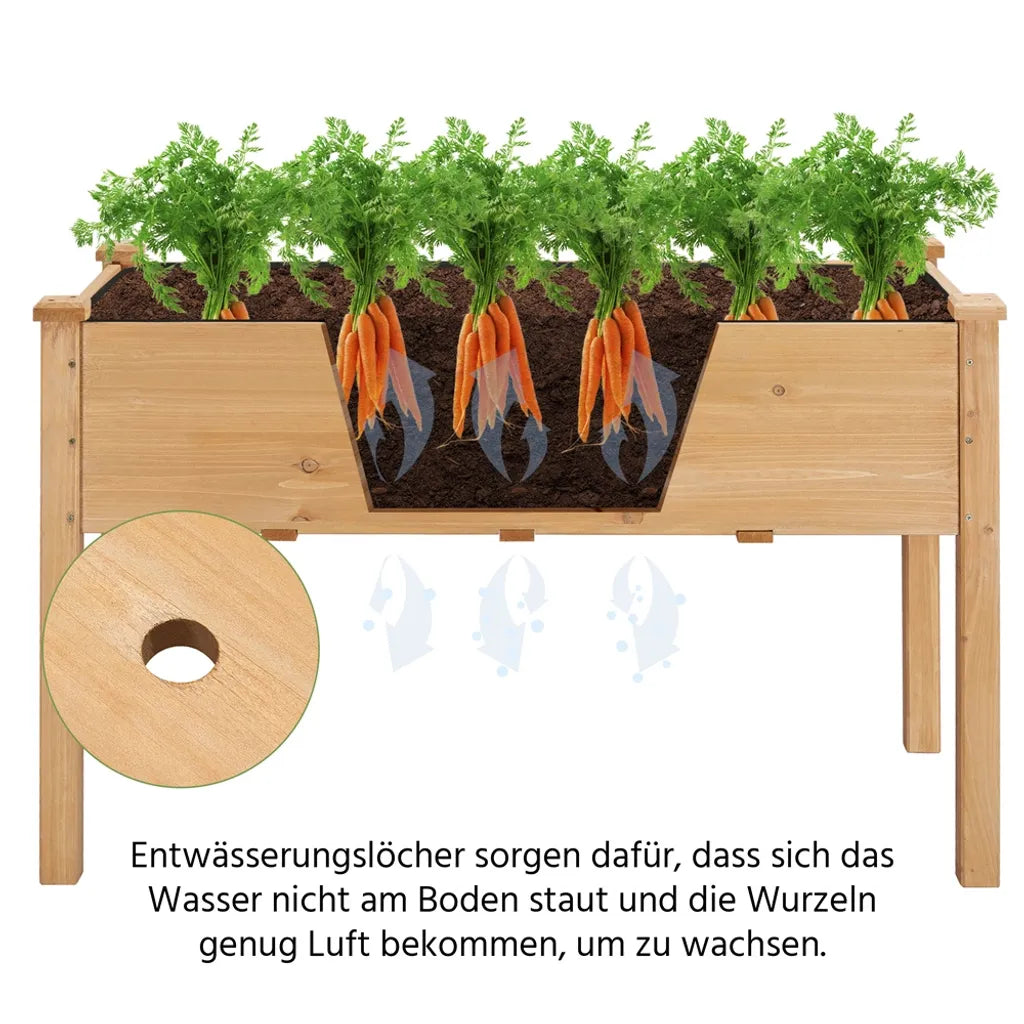 Yaheetech Verhoogde Plantenbak - Houten Moestuinbak - 120,5 x 59 x 76 cm - Lichtbruin