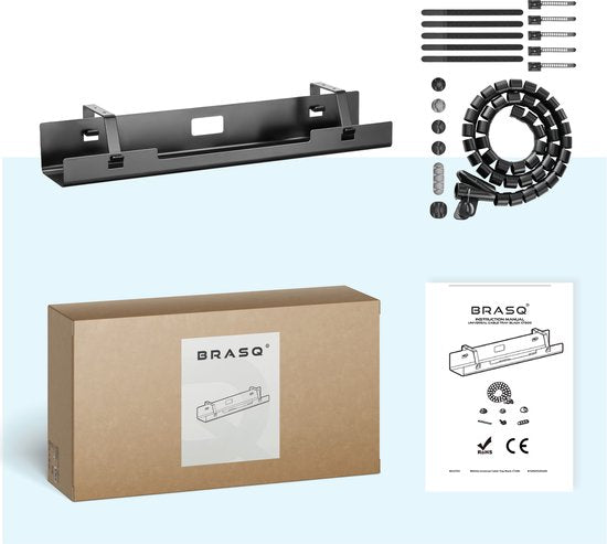 BRASQ Universele kabelgoot Zwart voor onder het bureau - Inclusief Kabel Organisers - Kabel Management - Cable Management