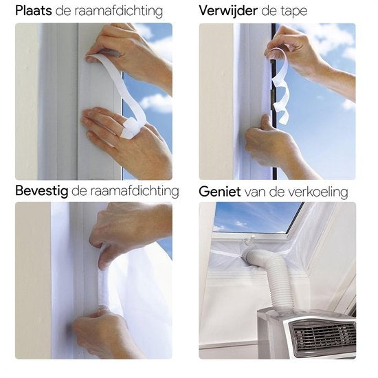 Airco raamafdichting inclusief Nederlandse handleiding - Tegen insecten - Transparant - 400cm