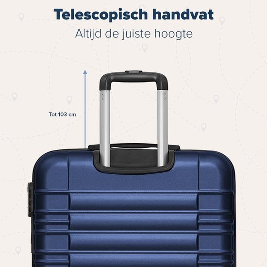 TRVLMORE Kofferset - 3 Delig - Complete Set - 38L Handbagage + 70L en 110L Ruimbagage - Blauw