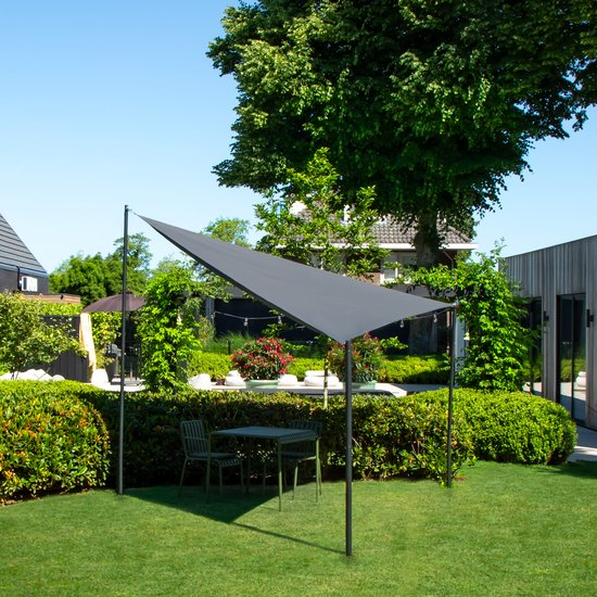 VONROC Premium Schaduwdoek - Driehoek - ∆ 360 cm – Waterafstotend - Grijs – Incl. Opbergtas en bevestigingskoord