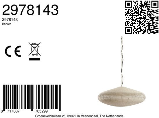 Light & Living Hanglamp Bahoto - Mat Crème - 51x20 cm