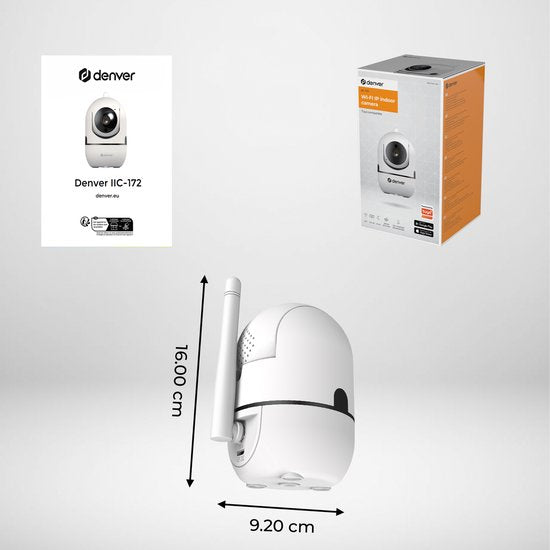 Denver Beveiligingscamera Indoor - Huisdiercamera - Wit - 9.20x7.20x16 cm