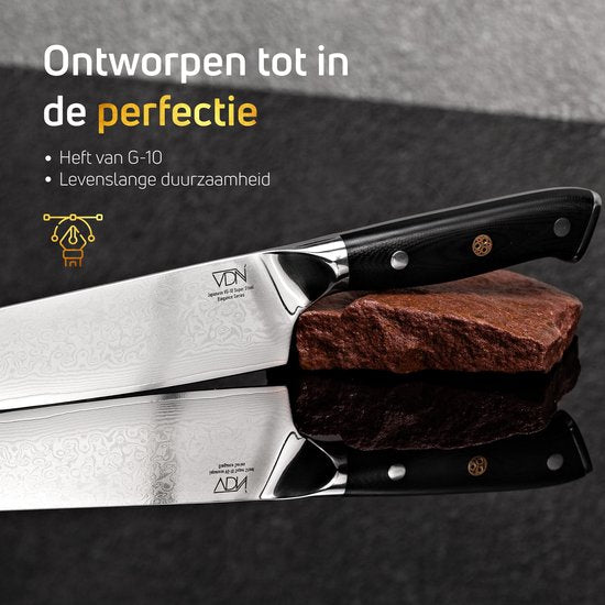 VDN Koksmes damaststaal - Elegance serie - VG-10 Japans damascus - 67 lagen staal