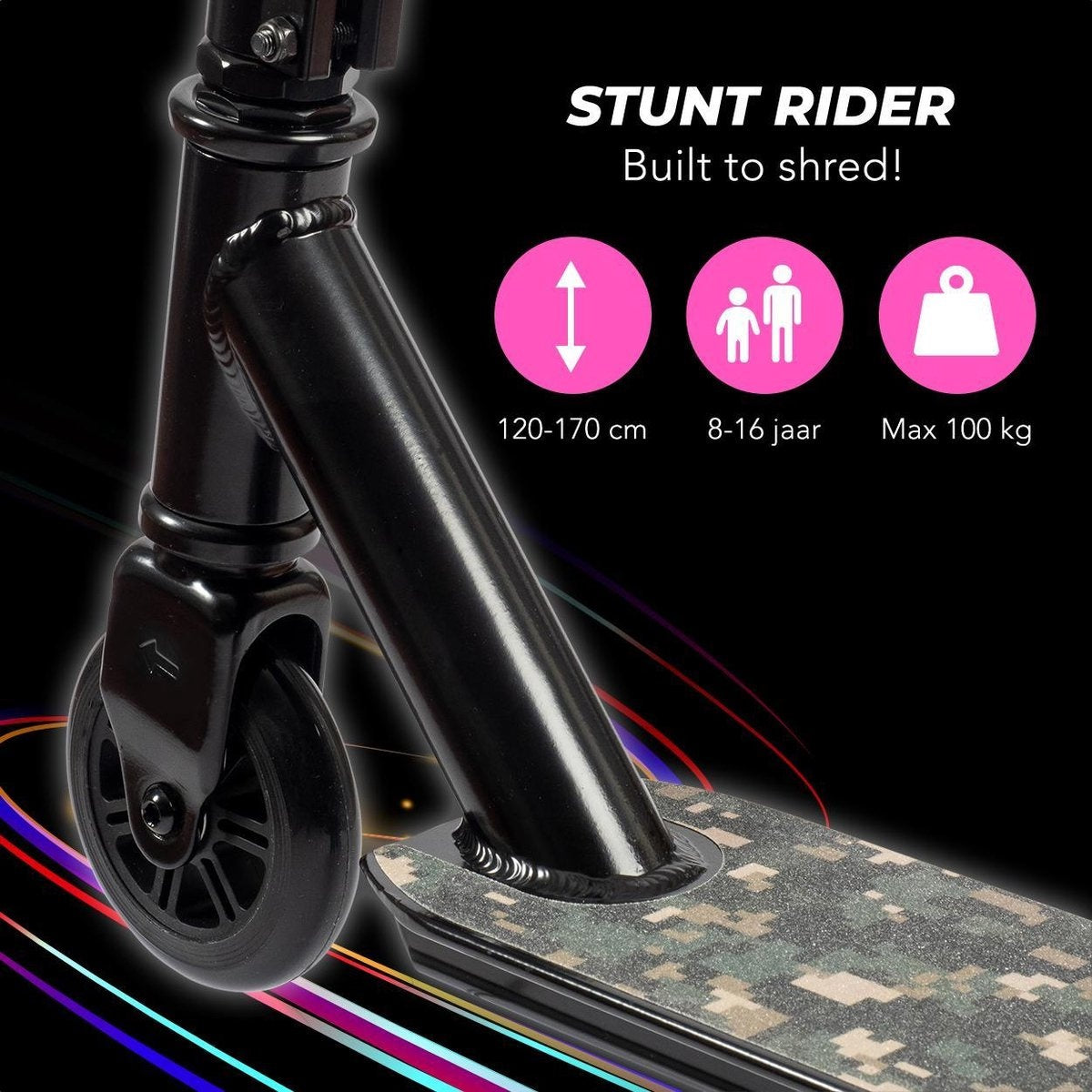 LifeGoods StuntRider - Stuntstep - 100mm Wielen - Zwart