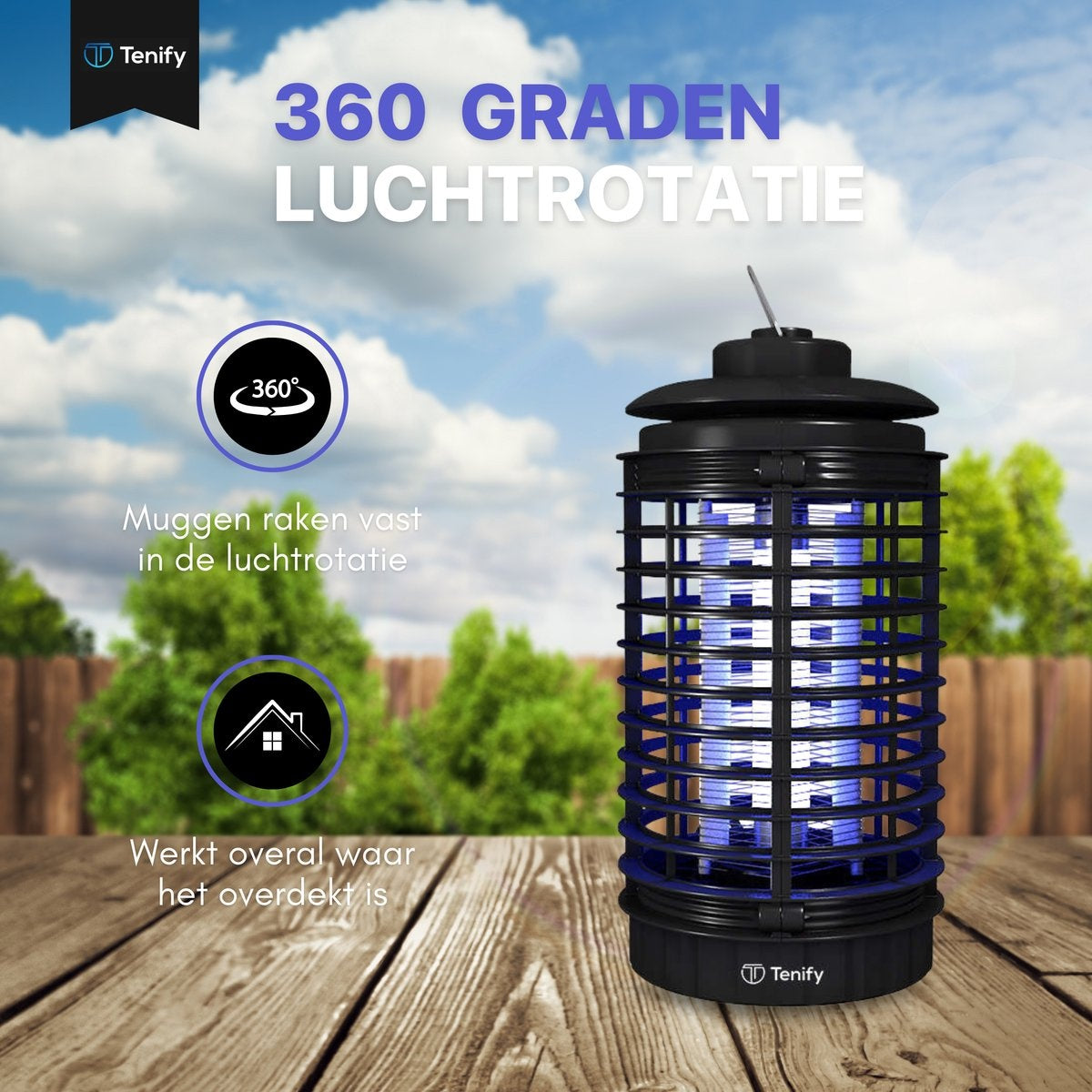 Tenify Muggenlamp - Ophangbaar - Elektrische - Binnen & Buiten - Muggenvanger - Insectenlamp - Muggenlamp UV - Anti Muggen Lamp - Muggenstekker - Vliegenlamp - Vliegenvanger