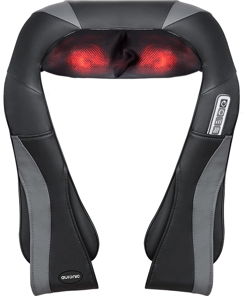 Auronic Nekmassage Apparaat en Rugmassage Apparaat Bundel - Warmtefunctie - Elektrisch - Zwart/Grijs