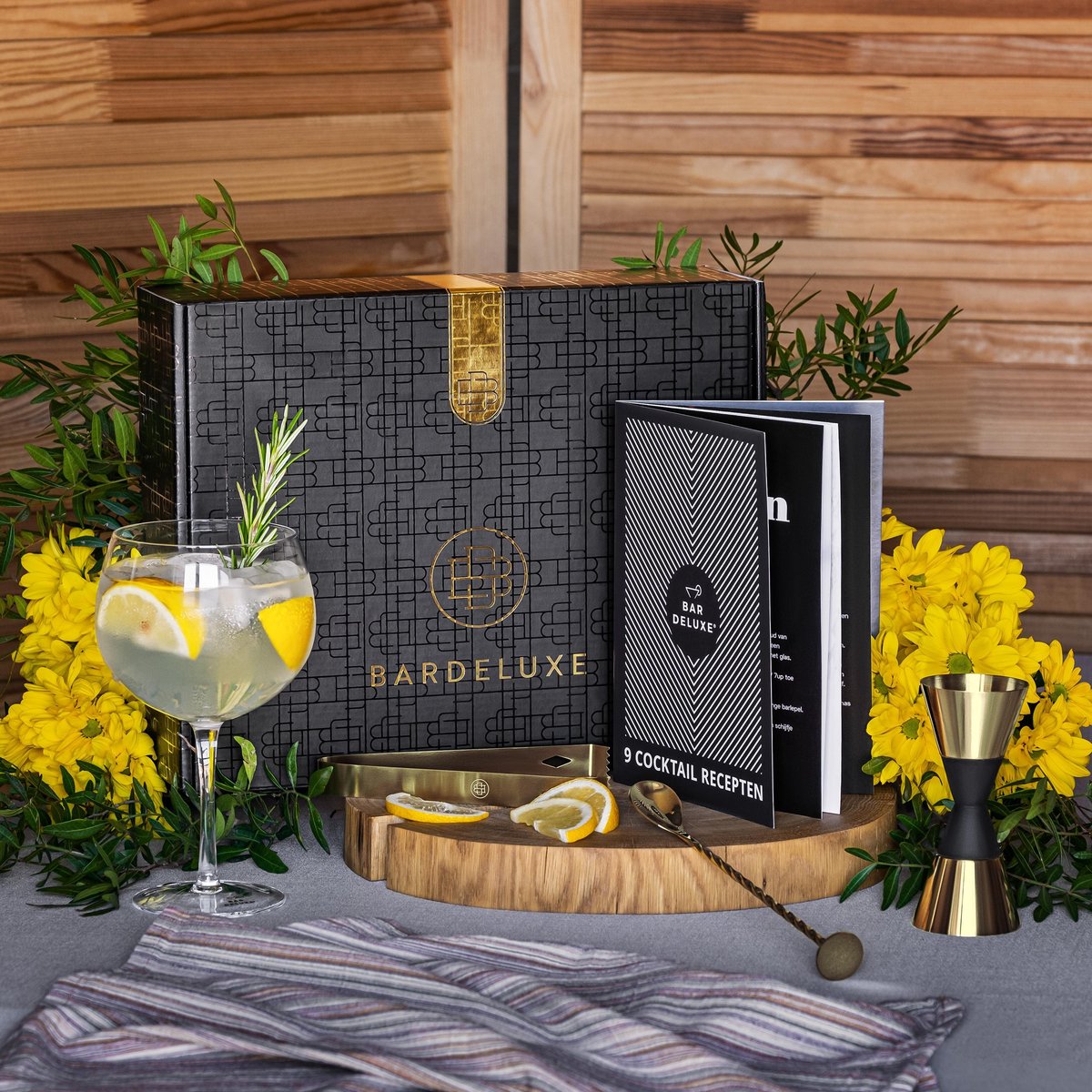 BarDeluxe Cocktailset Goud - 5-Delig - RVS - Shaker 750 ml