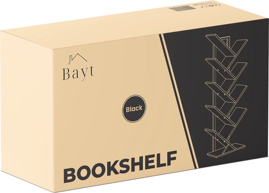 Bayt Boekenkast - Boekenrek - Boekenplank - Industrieel Hout - Zwart - 116x20x34 cm