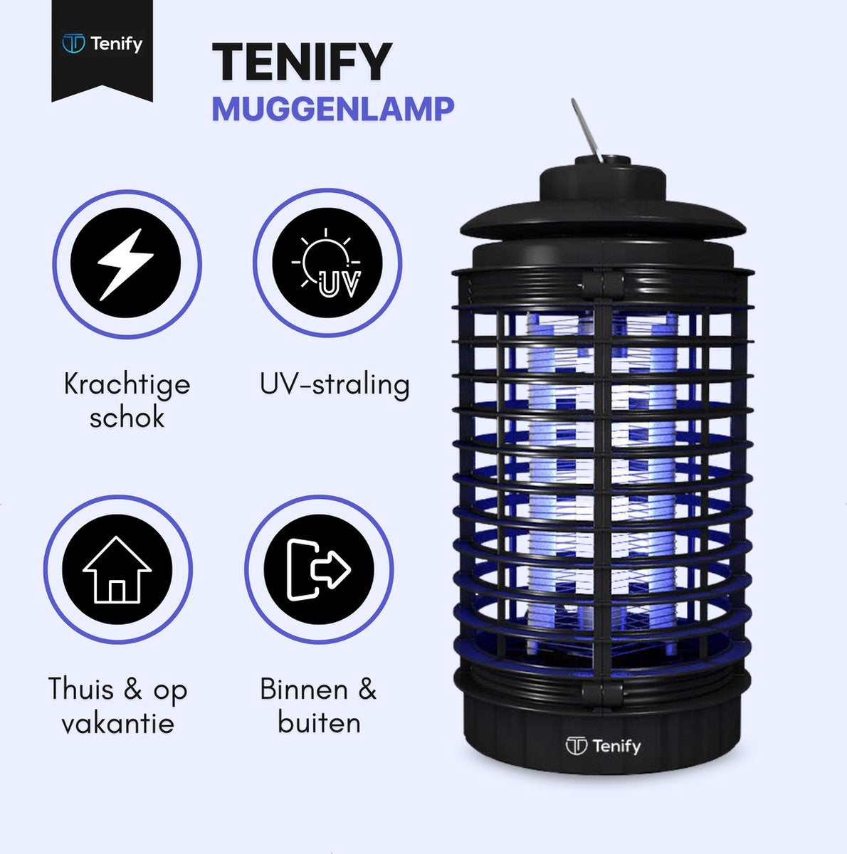 Tenify Muggenlamp - Ophangbaar - Elektrische - Binnen & Buiten - Muggenvanger - Insectenlamp - Muggenlamp UV - Anti Muggen Lamp - Muggenstekker - Vliegenlamp - Vliegenvanger