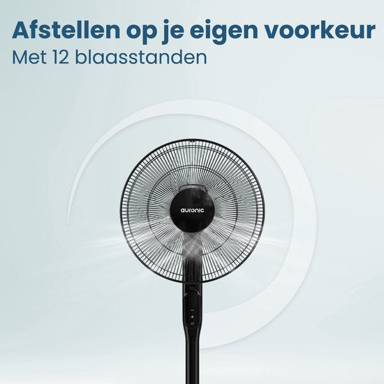 Auronic Statiefventilator - Staande Ventilator - Luchtkoeler - Vloer en tafelventilator - 3-in-1 - 12 Snelheden - Stille Ventilator - Fan - Met Afstandsbediening - Zwart
