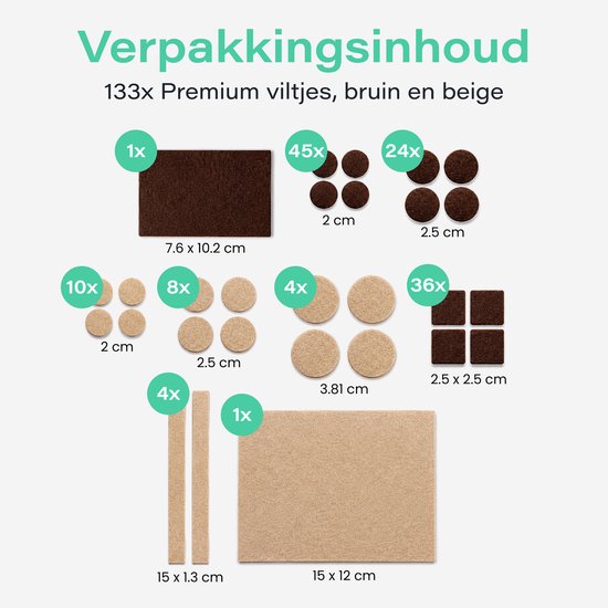 Viltjes Stoelpoten Zelfklevend - 133 stuks - Stoelpoot beschermers - Vilt - Vloer beschermer - Meubel Glijders - Stoel - Poten - Bescherming - Plak