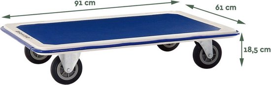 BRASQ Transportwagen - Draagvermogen 300 KG - Plateauwagen - Meubelroller - Dolly - Transportkar - Magazijnwagen - Platformwagen