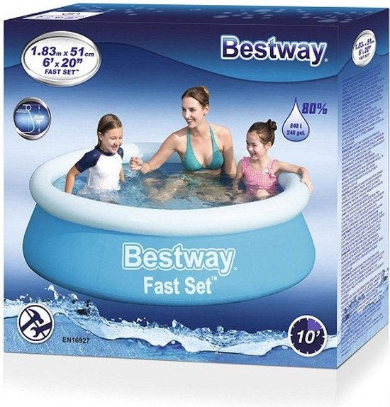 Bestway Kinderzwembad - Ø 183 cm - Model 57392 - Opblaasbare Rand