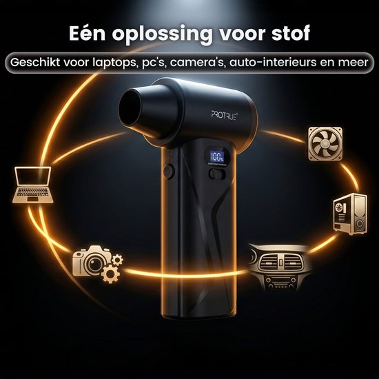 ProTrue® Air duster 110.000 RPM - 4 standen - Stofreiniger Draadloos - Perslucht computer - Turbo Fan Compressed Air - Luchtblazer op accu