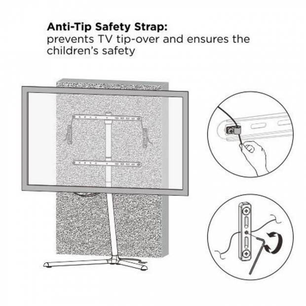 VDD Tv standaard - 70 inch beeldscherm - 52x89x134cm - Zwart
