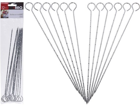 Barbecue Spiesen - 8x - Metaal - 27,5 cm - Rond Handvat - BBQ Accessoires
