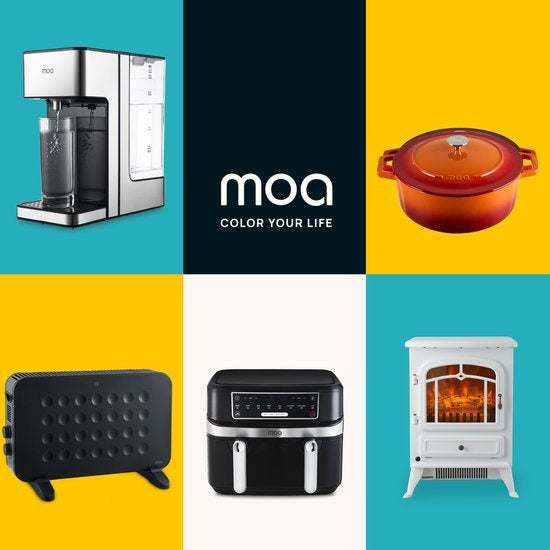 MOA Gietijzeren Braadpan - Inhoud 7,2 liter - 30CM - Rond - Alle warmtebronnen - Ook voor inductie - Gewicht 7,3 kg - Oranje Rood - C30OR