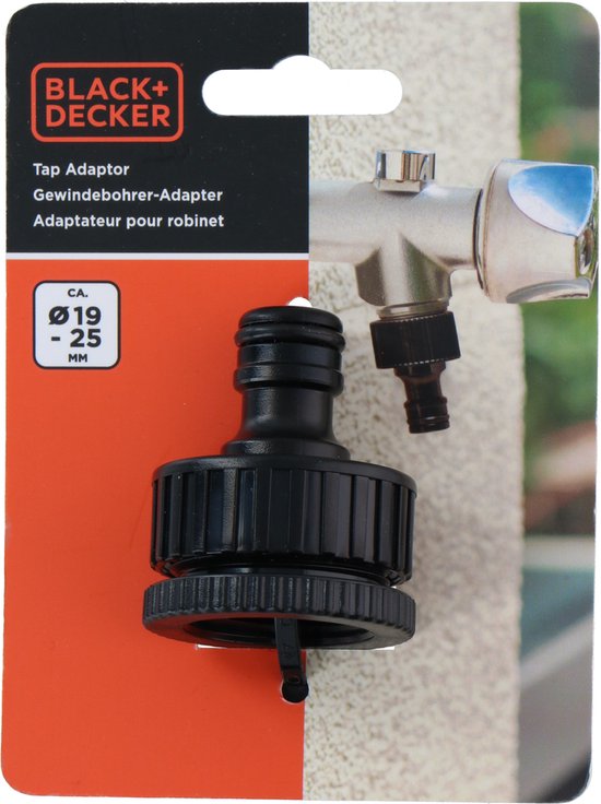 BLACK+DECKER Tap connector 3/4''-1'' - ⌀ 19-25 CM - Koppelstuk - Kunststof - Zwart