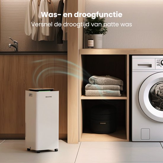 Auronic Luchtontvochtiger en Luchtreiniger - Pro Series - 20L per dag - Was-droog functie - Slaapkamer, Badkamer en Woonkamer - Wit