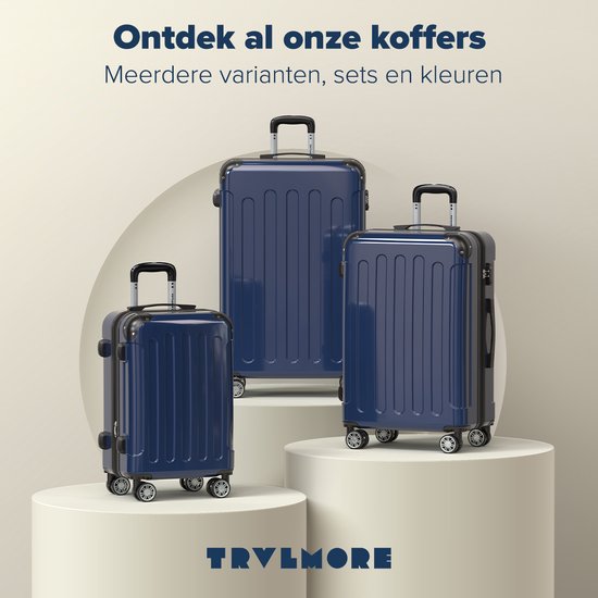 TRVLMORE Handbagage Koffer - 45L - TSA Cijferslot - Lichtgewicht - Uitbreidbaar - Trolley - 54x36x22cm - Donkerblauw