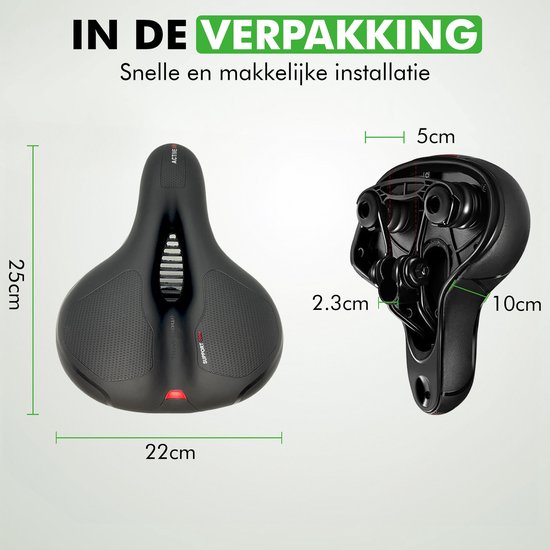Travelhawk Fietszadel - Stadszadel - Extra Comfortabel - Ventilerend - Unisex - Zwart
