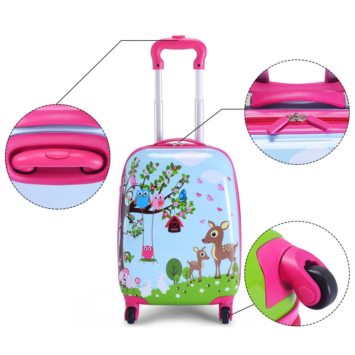 Coast Kinderkofferset 2-delig Kindertrolley + Rugzak Blauw/Roze