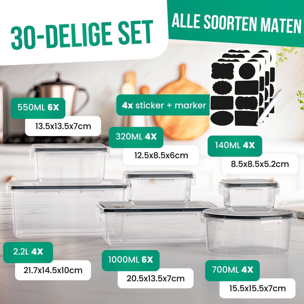 Avalo Vershoudbakjes - 30 Delige set - BPA Vrij