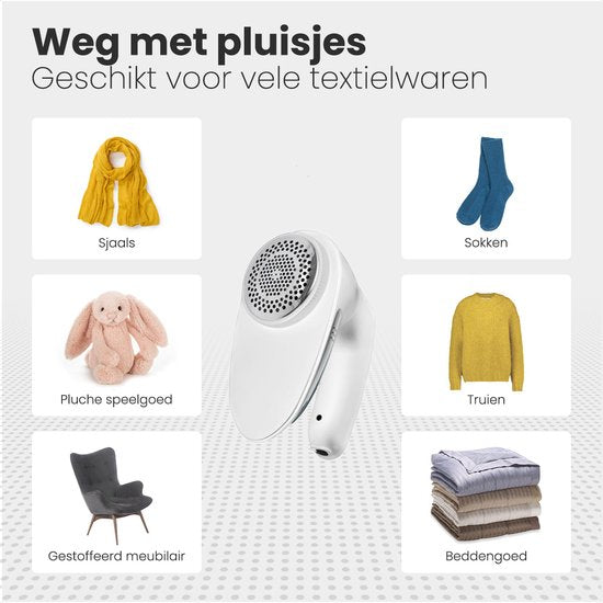 Auronic Elektrische Pluizenverwijderaar - Draadloos - 2 Extra Opzetstukken - Wit
