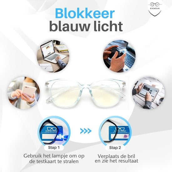 LC Eyewear Beeldschermbril - Blauw Licht Bril - Incl. Brillenkoker - Unisex - Transparant Blauw