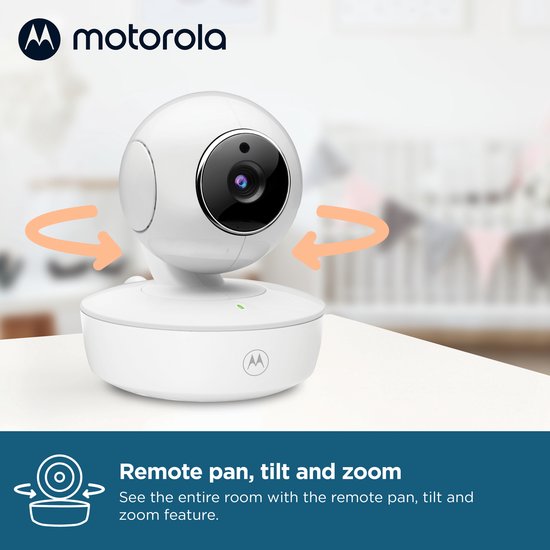 Motorola Nursery Babyfoon met Camera - Baby Monitor VM 55 - Baby Camera met Kleuren Display, Tweeweg Communicatie en Infrarood Nachtvisie - 300M Bereik - Inzoomen, Kantelen en Draaien