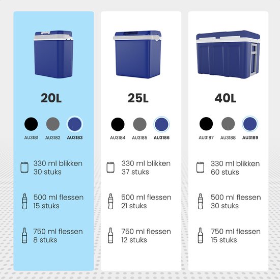 Auronic Koelbox Elektrisch 12V en 230 volt - Coolbox - Auto - Koelen en Verwarmen - 20L - Frigobox - Blauw