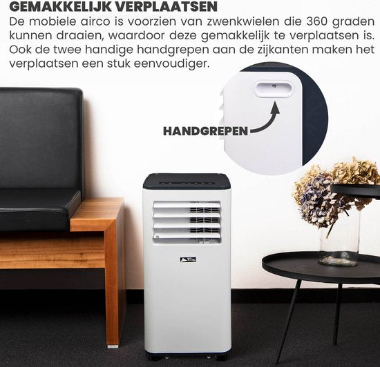 TechnoLife TL-9001 Mobiele Airco - Airconditioning - 9000 BTU - Wit/Zwart