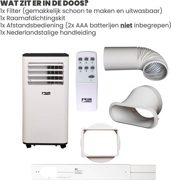TechnoLife TL-7002 Mobiele Airco - Airconditioning - 7000 BTU - Wit/Zwart