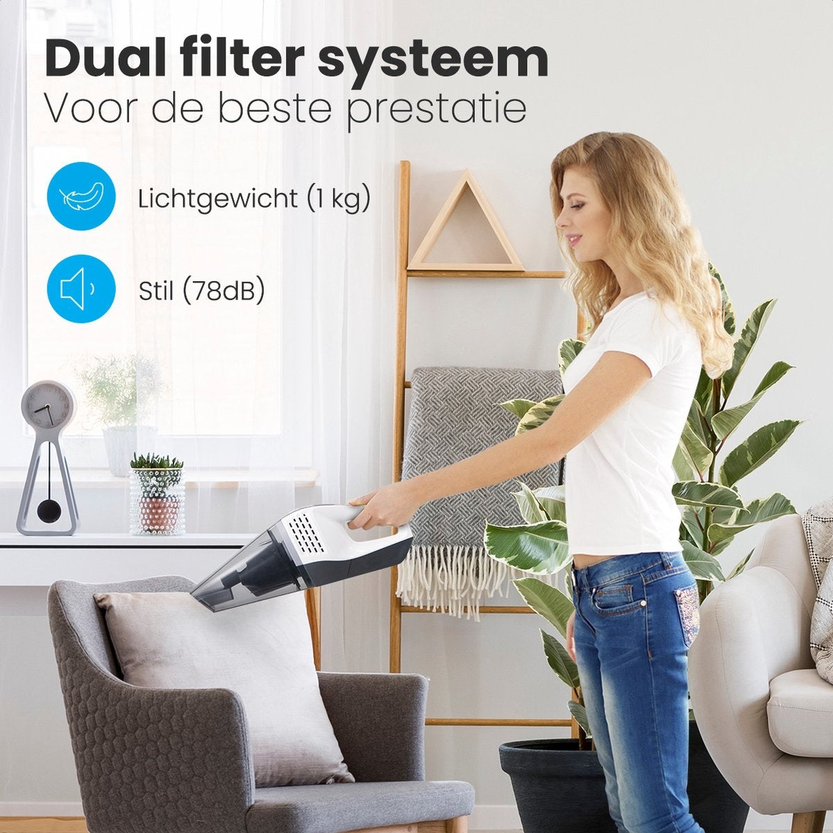 Auronic Kruimelzuiger - Handstofzuiger - Snoerloos - Nat en Droog - HEPA Filter - Donkergrijs - Met Opzetstukken